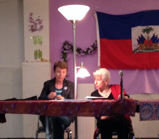 Nina Lopez and Selma James of Global Women's Strike in Berkeley, April 26, 2015